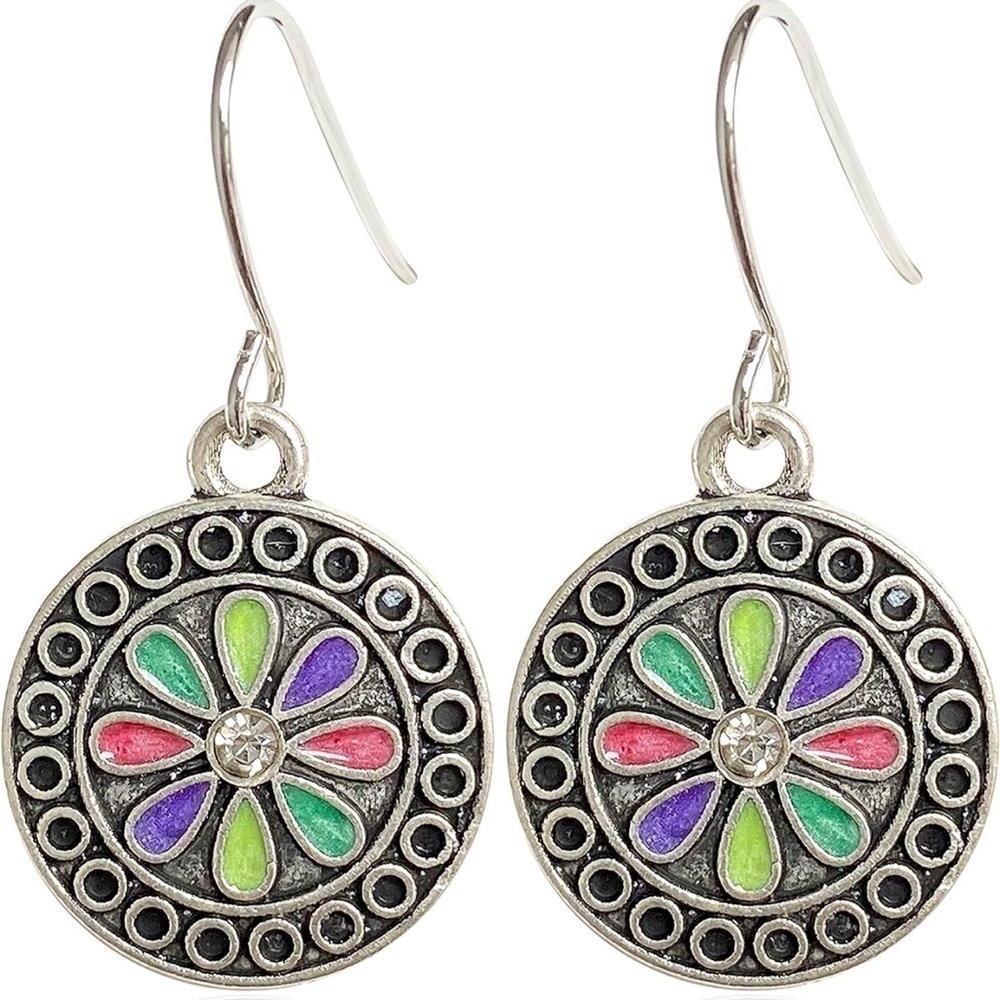 Bohemian Round Geometric Drop Earrings